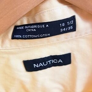 Nautica All Cotton Yellow Shirt Size 16.5 34/35
